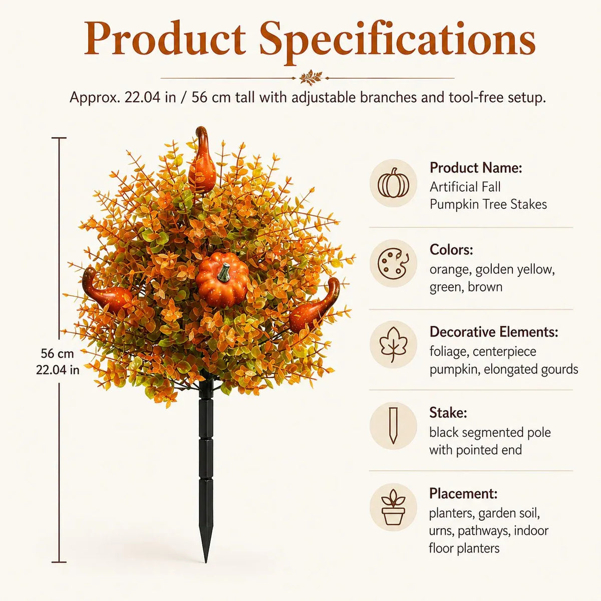 💥Last Day 70% OFF🌼- Artificial Fall Pumpkin Tree Stakes