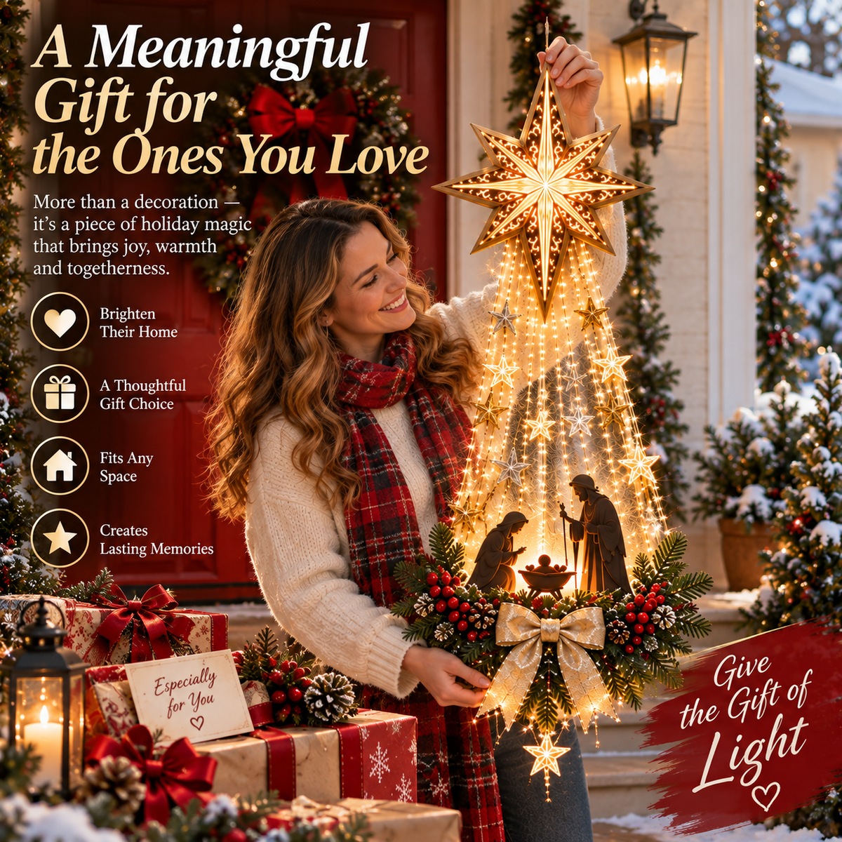 ✨Last Day 60% OFF✨✝️ Bethlehem Star of Faith – Lighted Nativity Wall Decor