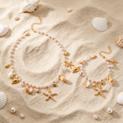 🐚Pearl Bracelet and Anklet Jewelry Set