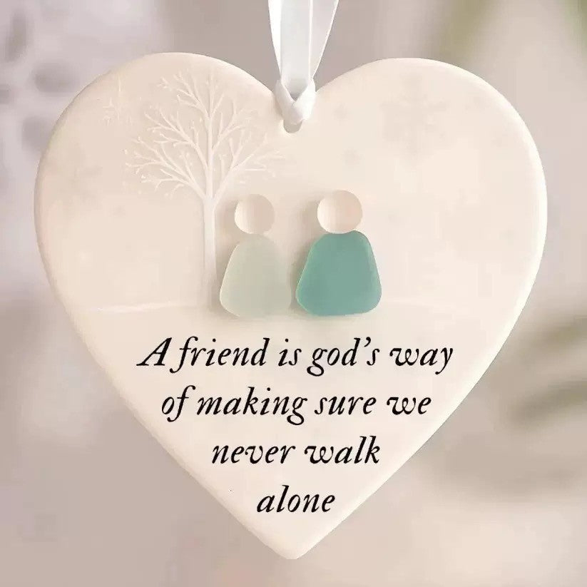 💝Heart-Shaped Sea Glass Friendship Decor🌊✨ Shaped by Nature & Crafted by Hand