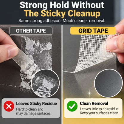🔥 Heavy-Duty Double-Sided Grid Tape – Strong Hold, Easy Tear & Clean Removal