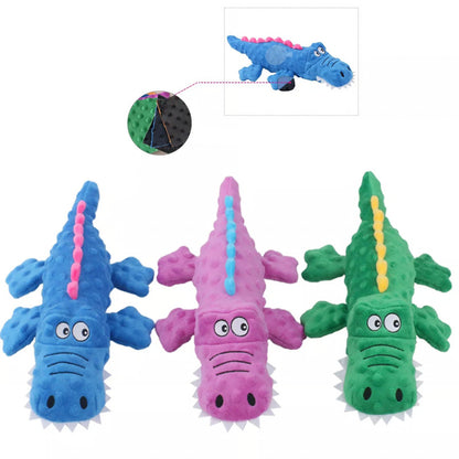 Squeaky Crocodile Plush Dog Toy for Aggressive Chewers