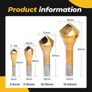 Titanium HSS Countersink Chamfer Drill Set