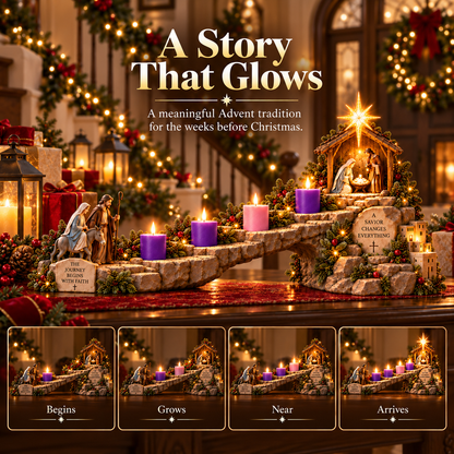⏰ LAST DAY 45% OFF ✝️ Journey to Bethlehem – 4-Week Lighted Advent Nativity Path