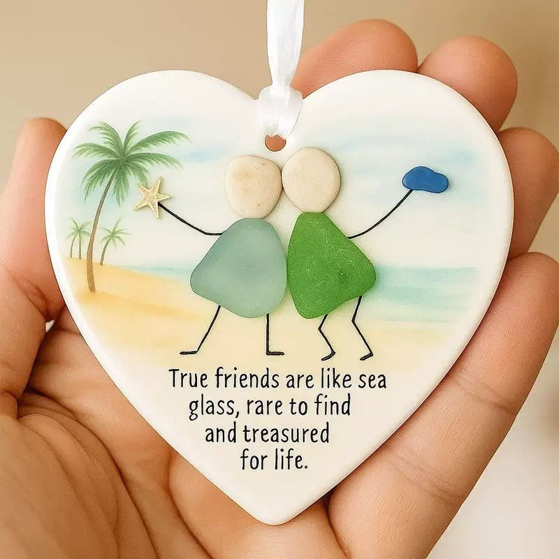 💝Heart-Shaped Sea Glass Friendship Decor🌊✨ Shaped by Nature & Crafted by Hand