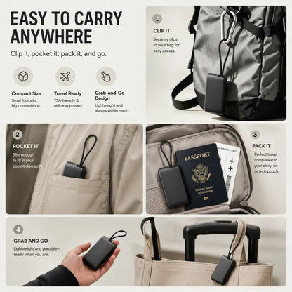 🔌 Pocket Travel Cable Kit – USB-C Cable，3 Adapters，SIM/TF Storage & Phone Stand