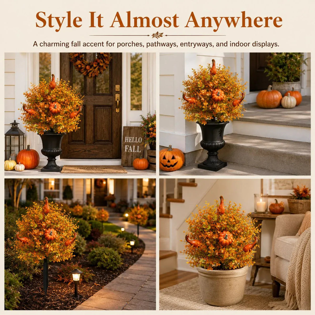 💥Last Day 70% OFF🌼- Artificial Fall Pumpkin Tree Stakes