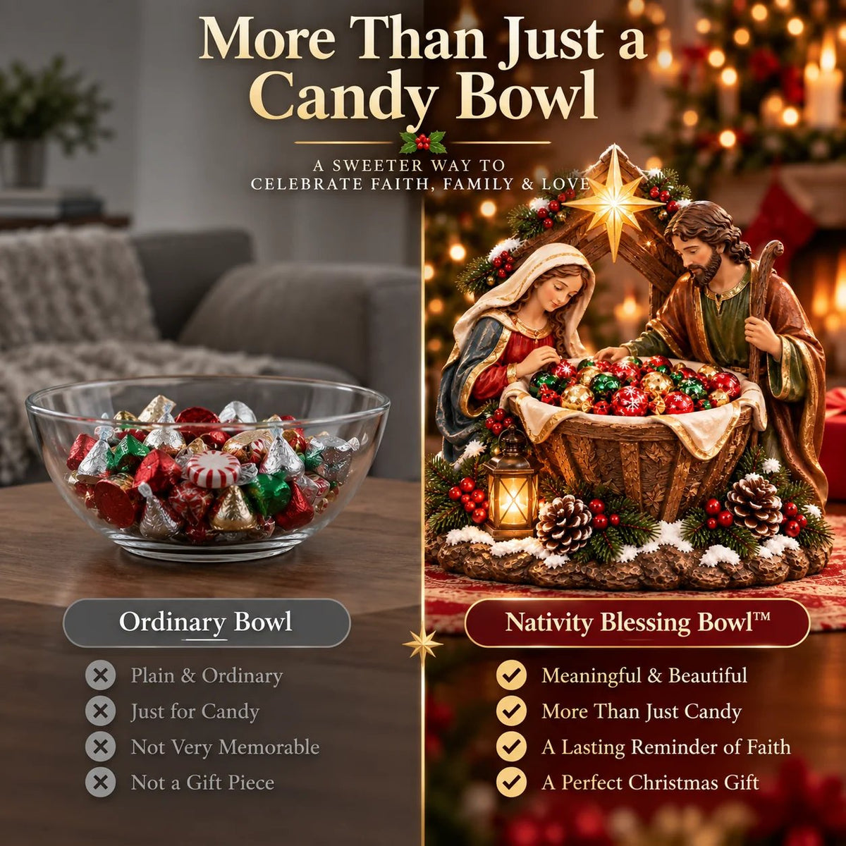 💯49% OFF – ✝️ Nativity Blessing Bowl™ | Lighted Christmas Treat Bowl with Mary, Joseph & Bethlehem Star 🎄