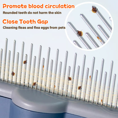 Self-Cleaning Pet Flea Comb & Grooming Brush