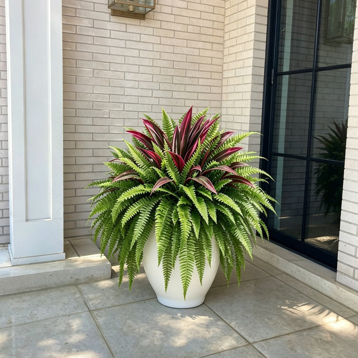 💥Last Day 70% OFF🌿- Artificial Fern & Red Dracaena – Lifelike, UV Resistant, No Watering Needed