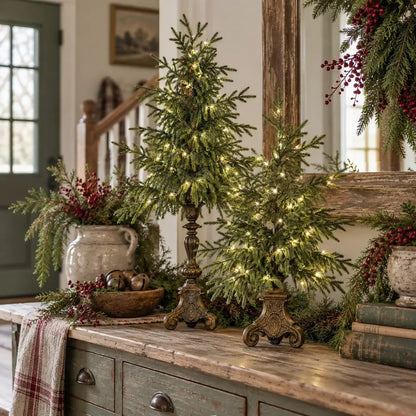 🌙🎄 Vintage Lighted Norfolk Pine Trees