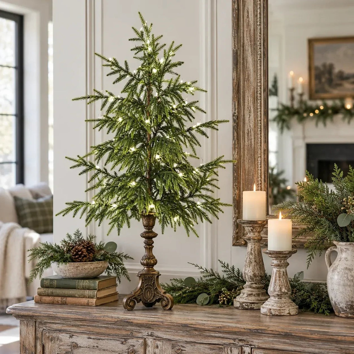 🌙🎄 Vintage Lighted Norfolk Pine Trees