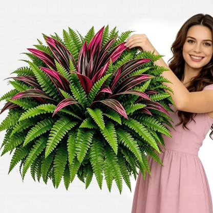 💥Last Day 70% OFF🌿- Artificial Fern & Red Dracaena – Lifelike, UV Resistant, No Watering Needed