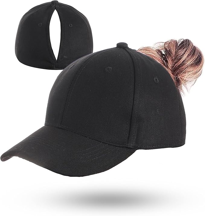 Ponytail Hat for Women – Adjustable Baseball Cap with Ponytail Opening for Running & Sports