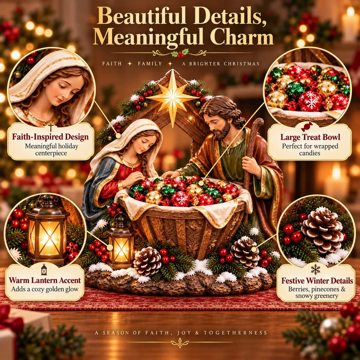 💯49% OFF – ✝️ Nativity Blessing Bowl™ | Lighted Christmas Treat Bowl with Mary, Joseph & Bethlehem Star 🎄
