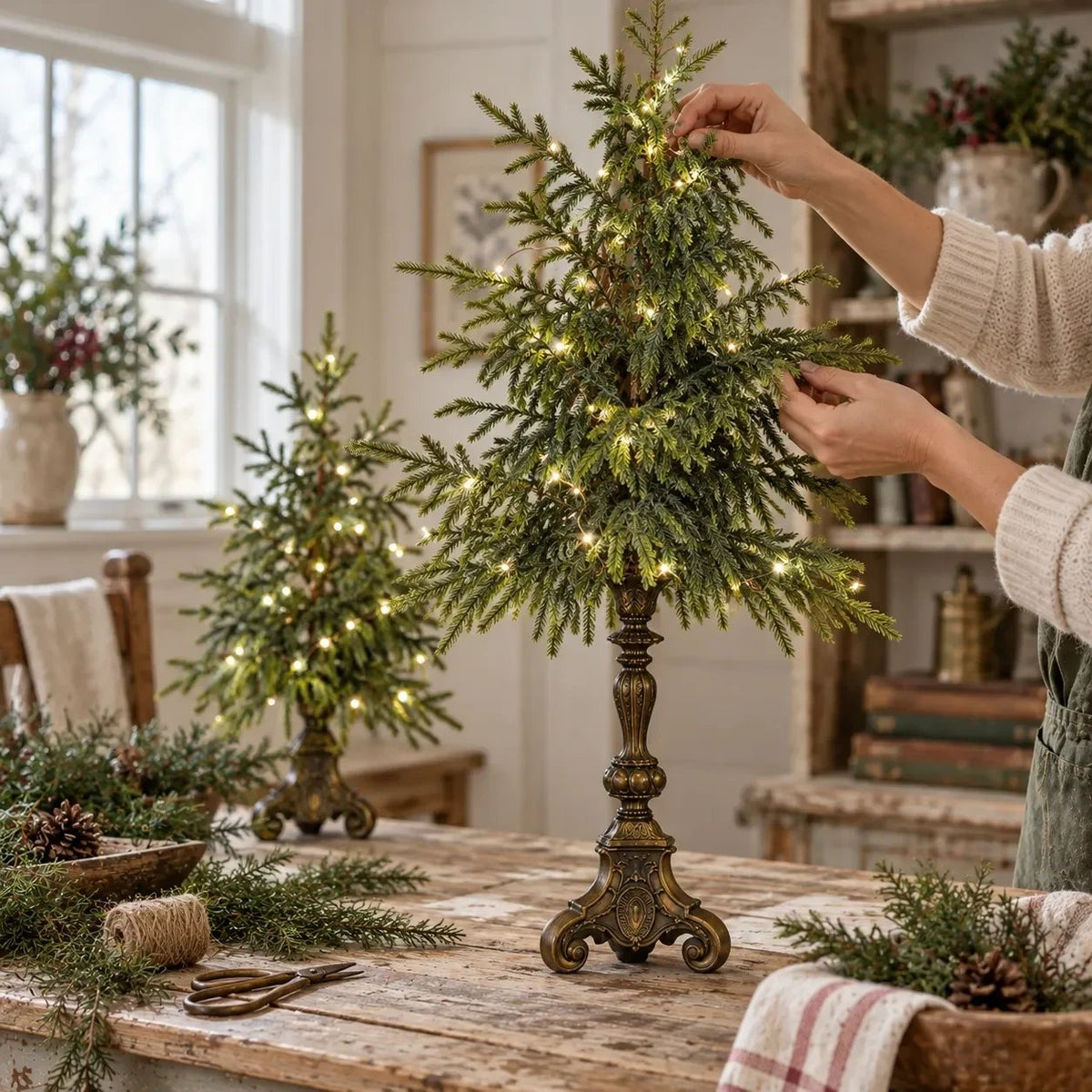 🌙🎄 Vintage Lighted Norfolk Pine Trees