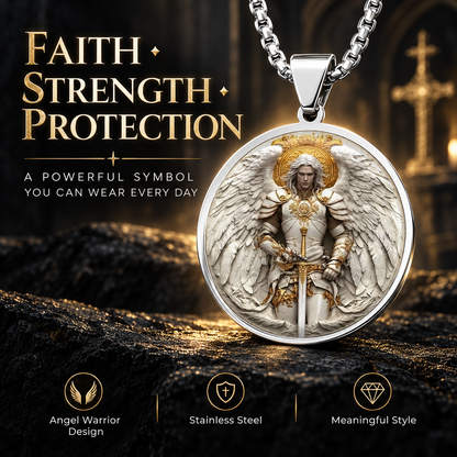 Angel Warrior Pendant Necklace for Men — Faith，Strength & Protection
