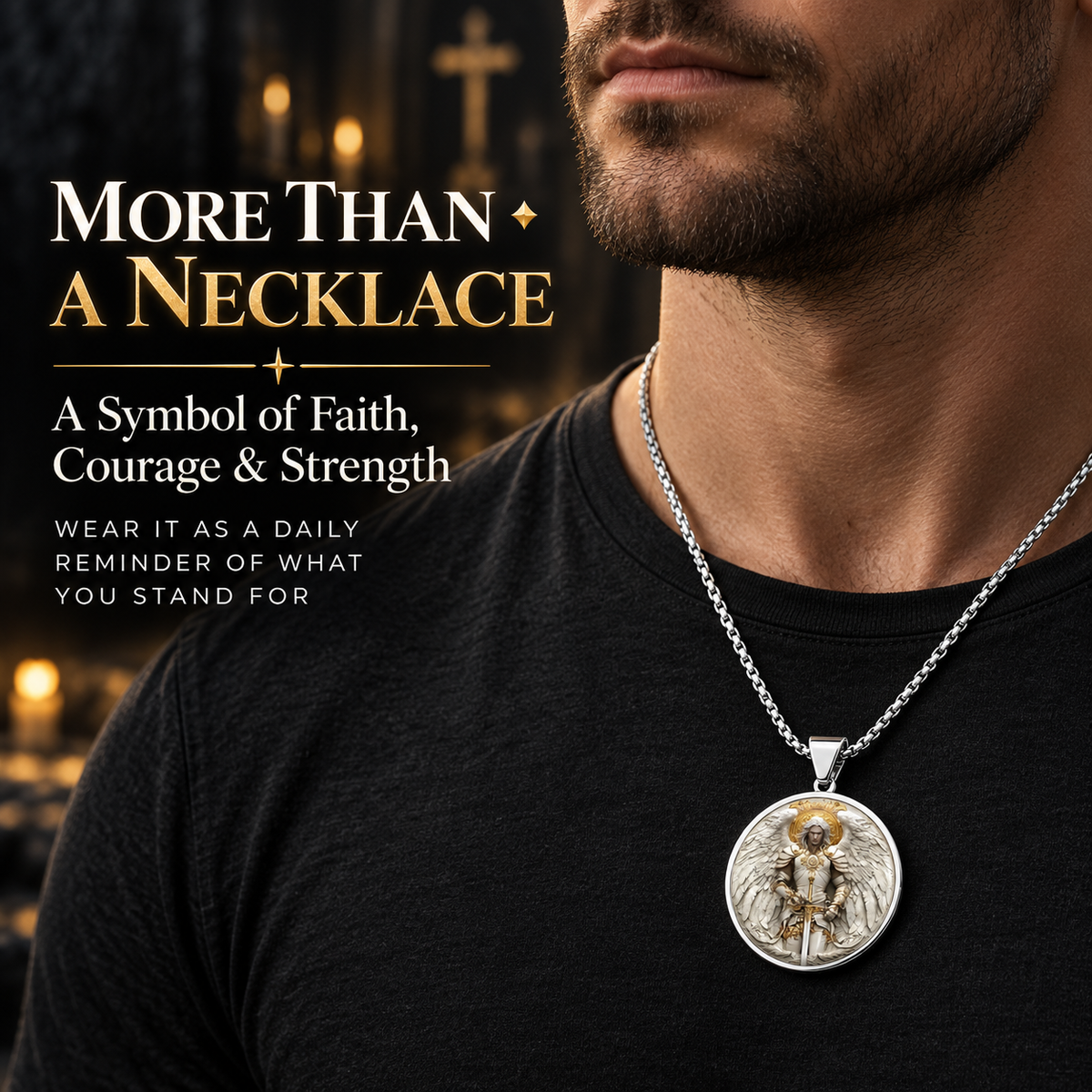 Angel Warrior Pendant Necklace for Men — Faith，Strength & Protection