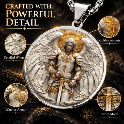 Angel Warrior Pendant Necklace for Men — Faith，Strength & Protection