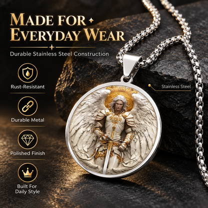 Angel Warrior Pendant Necklace for Men — Faith，Strength & Protection
