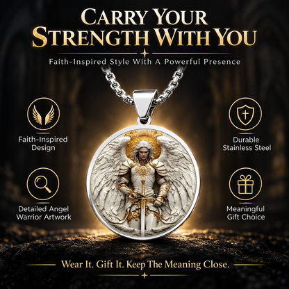 Angel Warrior Pendant Necklace for Men — Faith，Strength & Protection