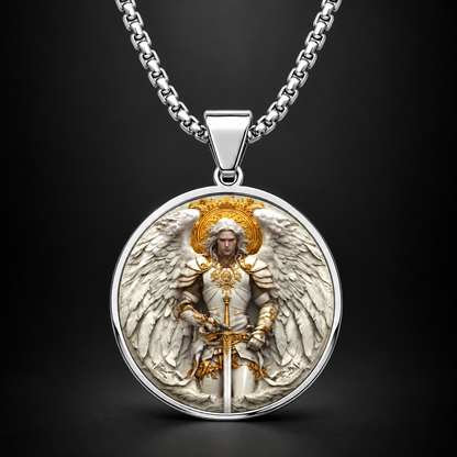 Angel Warrior Pendant Necklace for Men — Faith，Strength & Protection