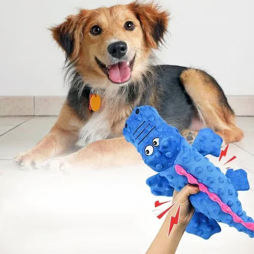 Squeaky Crocodile Plush Dog Toy for Aggressive Chewers