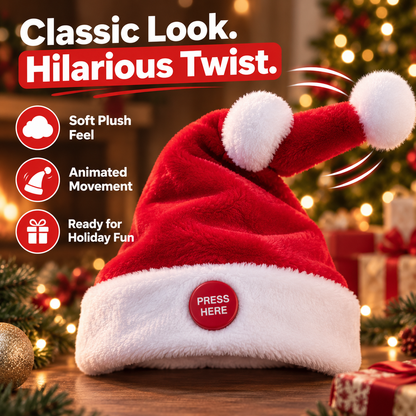 🎅🤣 Dancing Santa Party Hat – Button-Activated Moving Christmas Fun