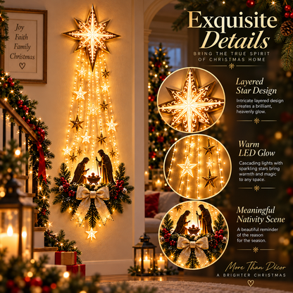 ✨Last Day 49% OFF✨✝️ Bethlehem Star of Faith – Lighted Nativity Wall Decor