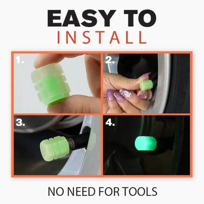 🚗Glow-in-the-Dark Tire Caps 💡