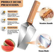 Triangle WatermelonCutter, Stainless Steelwith Wooden Handle -Melon Slicer, Fruit Cutterfor Kitchen Gadgets