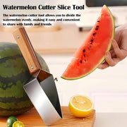 Triangle WatermelonCutter, Stainless Steelwith Wooden Handle -Melon Slicer, Fruit Cutterfor Kitchen Gadgets