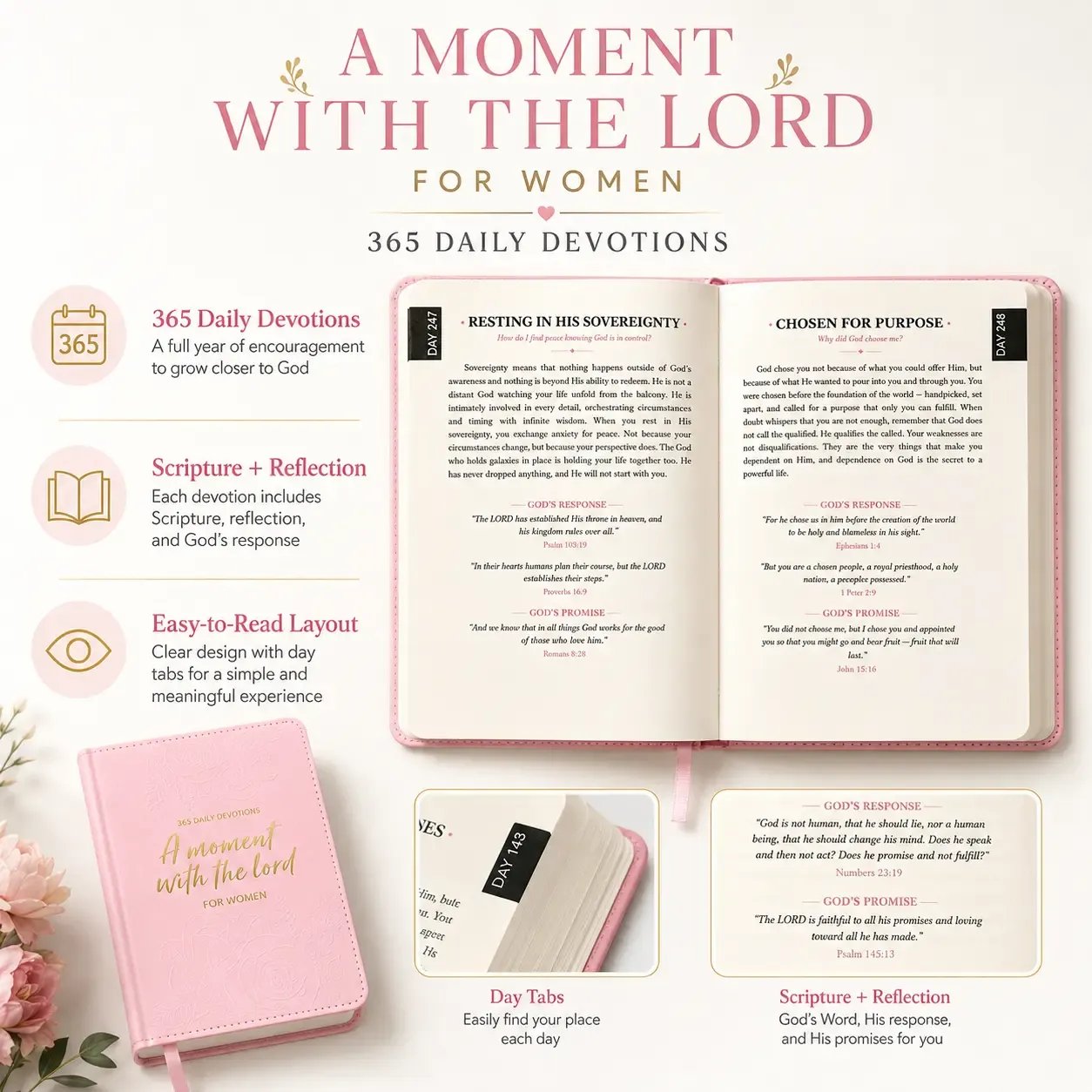 📖365-Day Women's Study Bible,A Moment With The Lord for Women