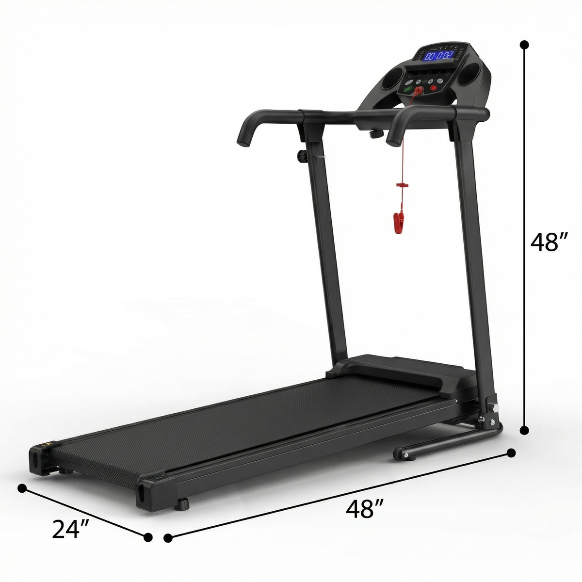 Foldable Treadmill for Home, 2.5HP Portable Treadmill with Handles, 300 lbs Capacity, APP Control & LED Display - Black Steel Fitness Walking， Free Shipping