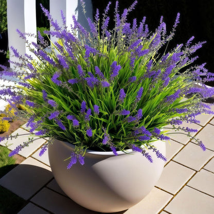 Outdoor Artificial 10-Stem Spring Grass and Lavender Bouquet