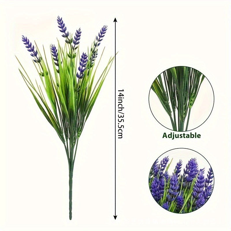 Outdoor Artificial 10-Stem Spring Grass and Lavender Bouquet
