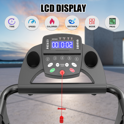 Foldable Treadmill for Home, 2.5HP Portable Treadmill with Handles, 300 lbs Capacity, APP Control & LED Display - Black Steel Fitness Walking， Free Shipping