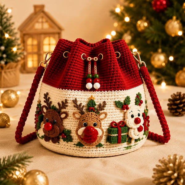 🎄3D Christmas Crochet Bucket Bag