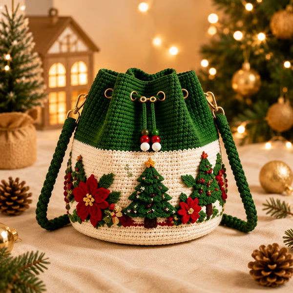 🎄3D Christmas Crochet Bucket Bag