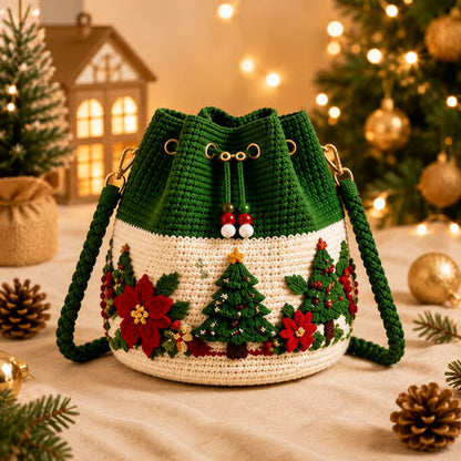 🎄3D Christmas Crochet Bucket Bag