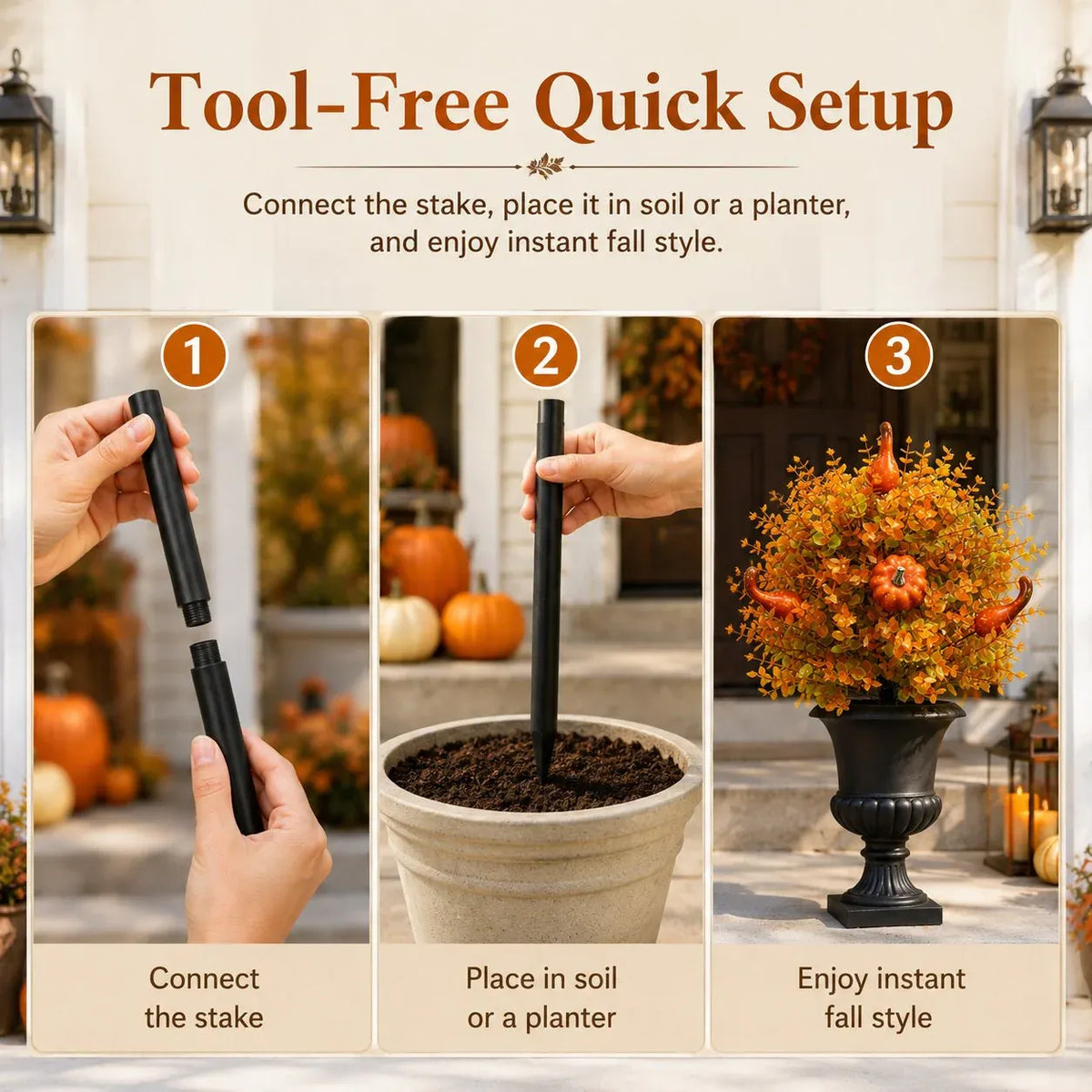 💥Last Day 70% OFF🌼- Artificial Fall Pumpkin Tree Stakes