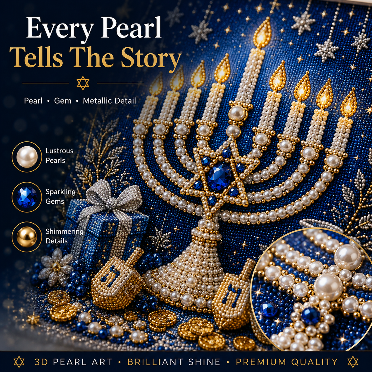 🎁 50% OFF Festival of Lights Sale - DIY Hanukkah Pearl Art Kit ✨