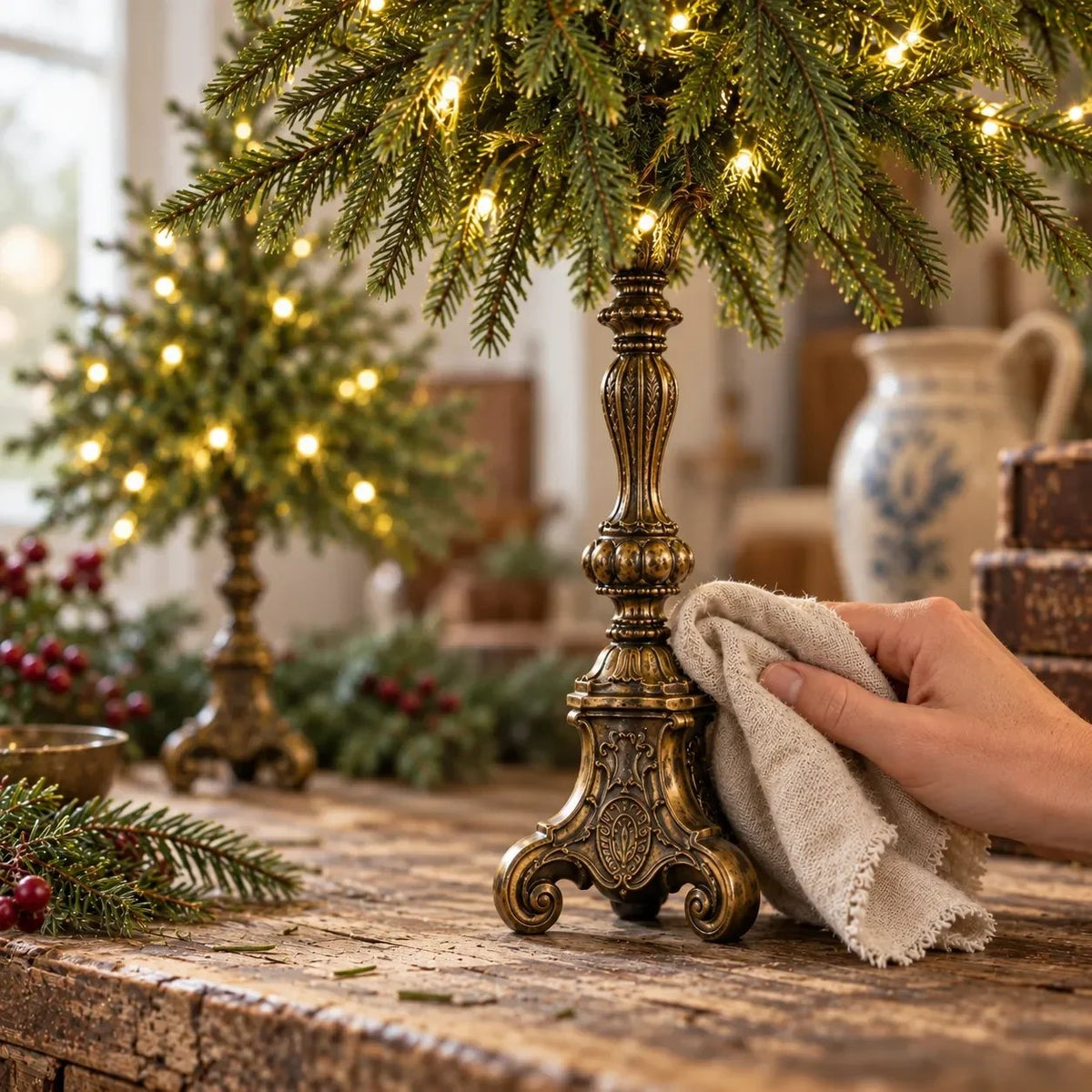 🌙🎄 Vintage Lighted Norfolk Pine Trees