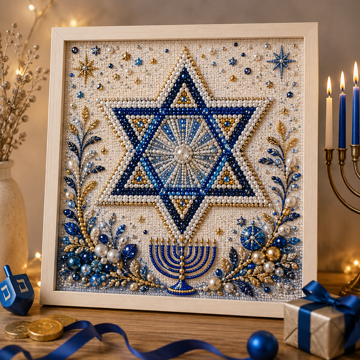 🎁 50% OFF Festival of Lights Sale - DIY Hanukkah Pearl Art Kit ✨