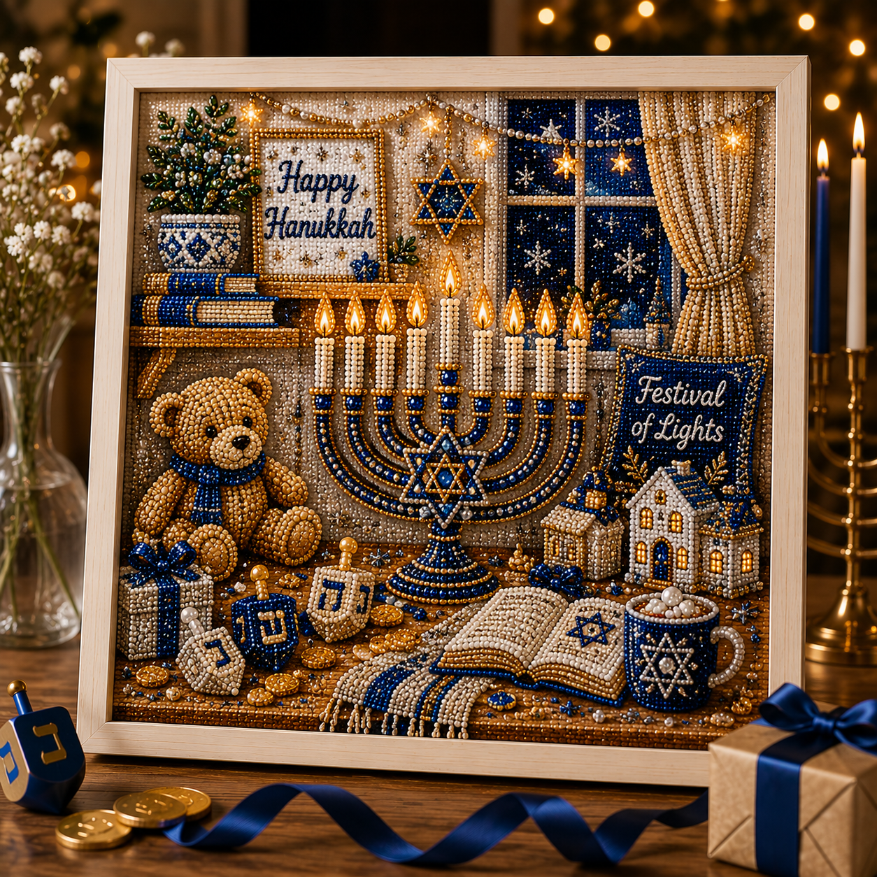 🎁 50% OFF Festival of Lights Sale - DIY Hanukkah Pearl Art Kit ✨