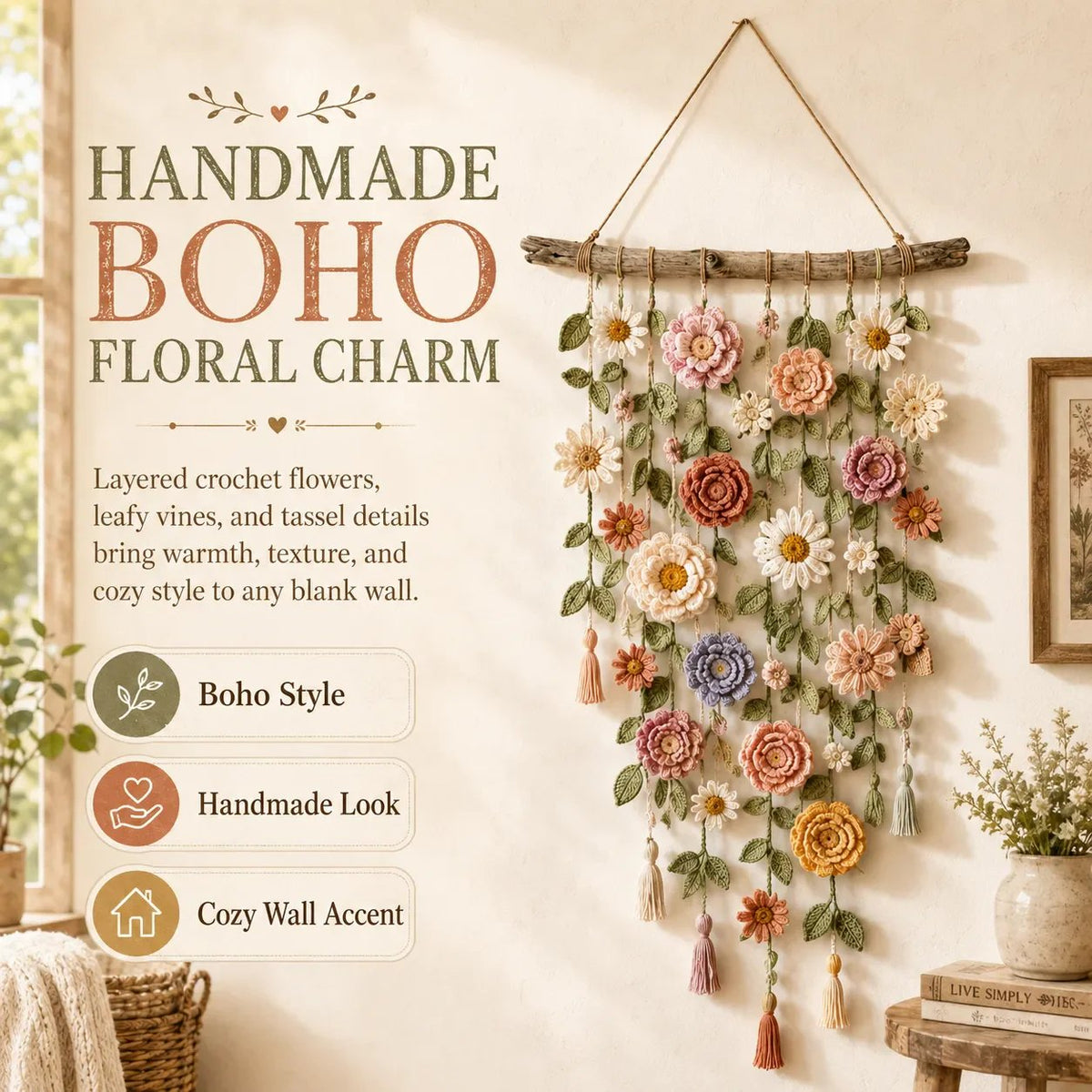 💗LAST DAY SALE 50% OFF⚡50K+ SOLD!!💮Crochet Flower Wall Hanging Decor🖼️